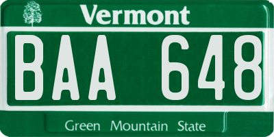 VT license plate BAA648
