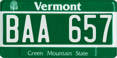 VT license plate BAA657