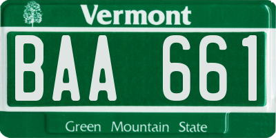VT license plate BAA661