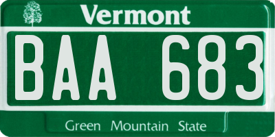 VT license plate BAA683