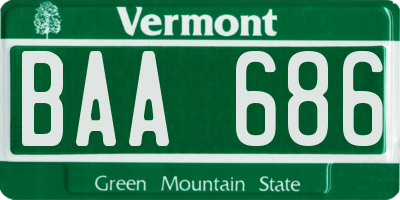 VT license plate BAA686