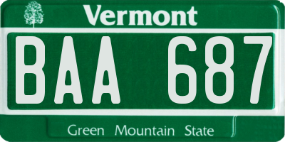 VT license plate BAA687