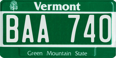 VT license plate BAA740