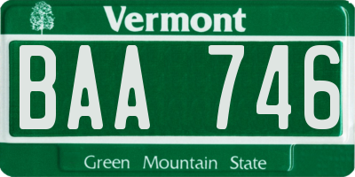 VT license plate BAA746