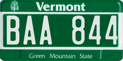 VT license plate BAA844