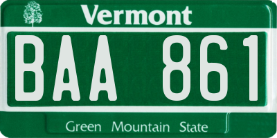 VT license plate BAA861