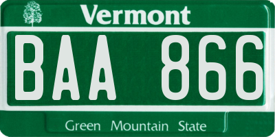 VT license plate BAA866