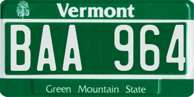 VT license plate BAA964