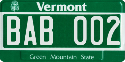 VT license plate BAB002