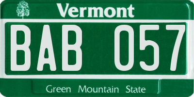 VT license plate BAB057