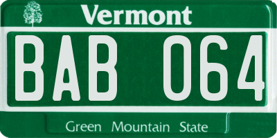 VT license plate BAB064
