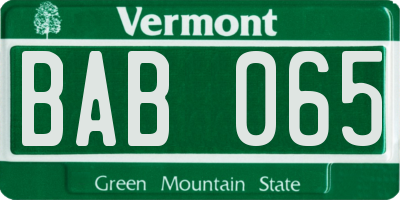 VT license plate BAB065