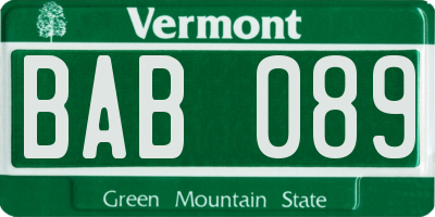 VT license plate BAB089