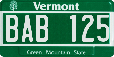 VT license plate BAB125