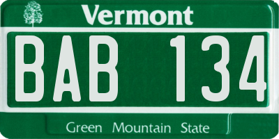 VT license plate BAB134
