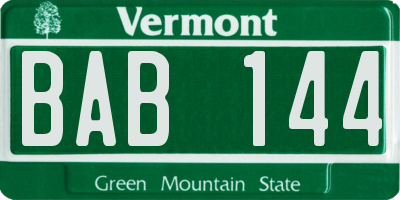 VT license plate BAB144