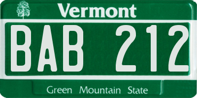 VT license plate BAB212