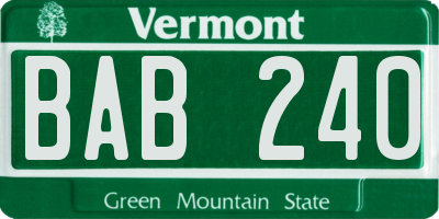 VT license plate BAB240