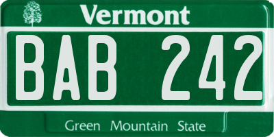 VT license plate BAB242