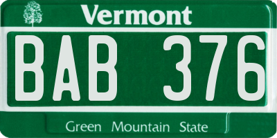 VT license plate BAB376