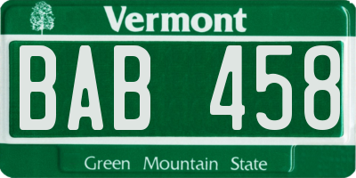 VT license plate BAB458