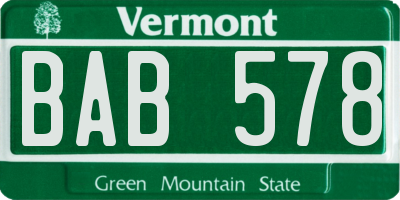 VT license plate BAB578