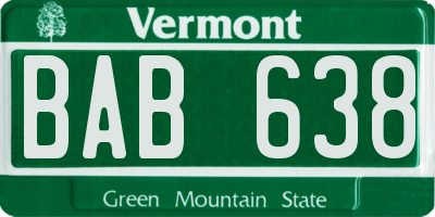 VT license plate BAB638