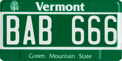 VT license plate BAB666