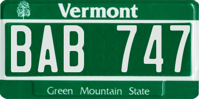 VT license plate BAB747