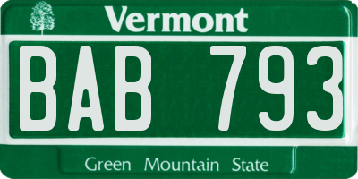 VT license plate BAB793