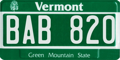 VT license plate BAB820