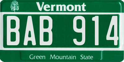 VT license plate BAB914