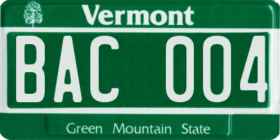 VT license plate BAC004