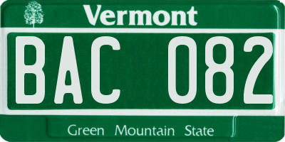 VT license plate BAC082