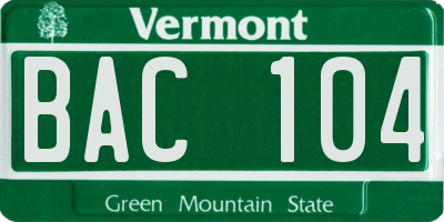 VT license plate BAC104