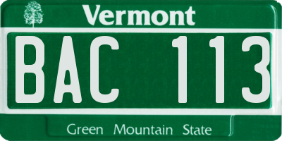 VT license plate BAC113
