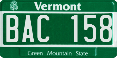VT license plate BAC158