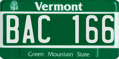 VT license plate BAC166