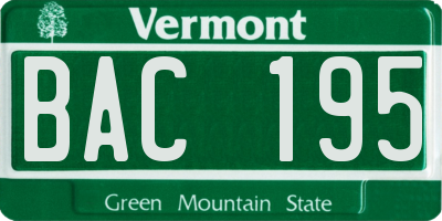 VT license plate BAC195
