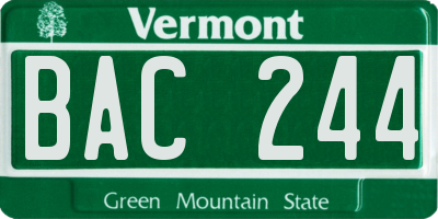 VT license plate BAC244