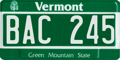 VT license plate BAC245