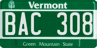 VT license plate BAC308