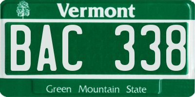 VT license plate BAC338