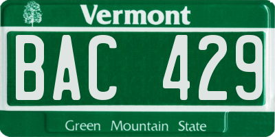 VT license plate BAC429