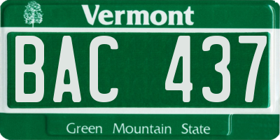 VT license plate BAC437