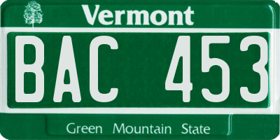 VT license plate BAC453