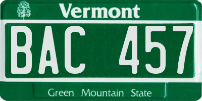VT license plate BAC457
