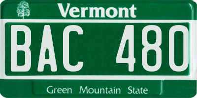 VT license plate BAC480