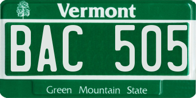 VT license plate BAC505