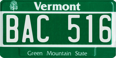 VT license plate BAC516